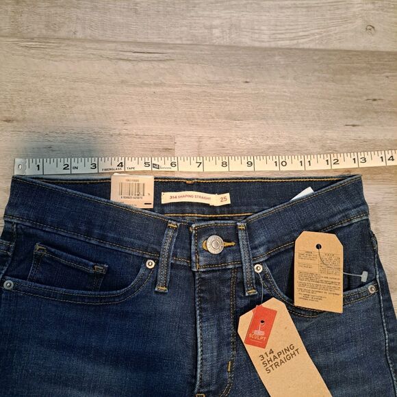 LEVI'S 314 Shaping Straight Sculpt Stretch Jeans Womens 25 26x27 Mid Rise NWT - Picture 8 of 13